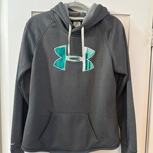 Under Armour Charcoal Hoodie with Aqua Logo